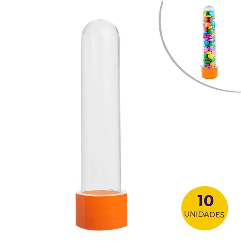 Tubete Grande Com Tampa Laranja 11,7cm Mirandinha Miniaturas (10 unidades)