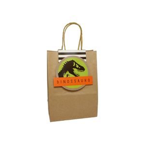 Sacola de Presente Mundo Dinossauro 21x15 cm Tamanho P Estampada Cromus (1 unidade)