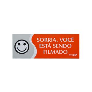 Placa Sorria Você Está Sendo Filmado Vermelha 20 cm Emplac (1 unidade)