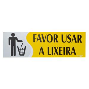 Placa Favor Usar a Lixeira Amarela 30x9cm Emplac (1 unidade)