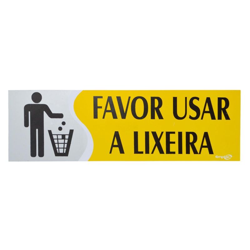 Placa-Favor-Usar-a-Lixeira-Amarela-30x9cm-Emplac--1-unidade-