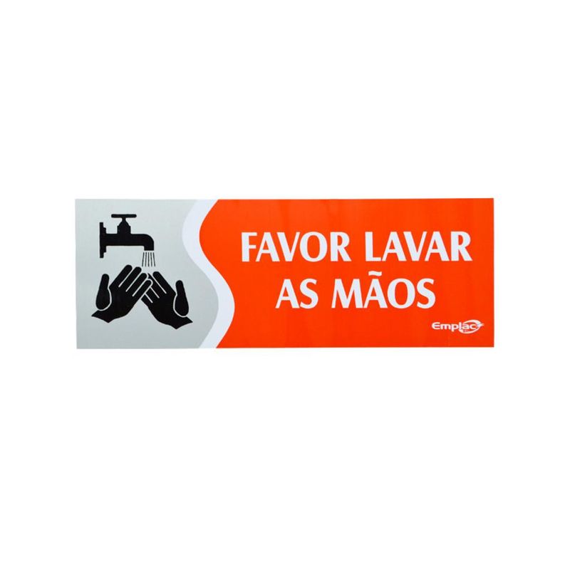Placa-Favor-Lavar-as-Maos-Vermelha-20x7cm-Emplac--1-unidade-