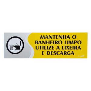 Placa Mantenha o Banheiro Limpo Amarela 30 cm Emplac (1 unidade)