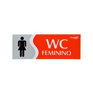Placa WC Feminino Vermelha 20 cm Emplac (1 unidade)