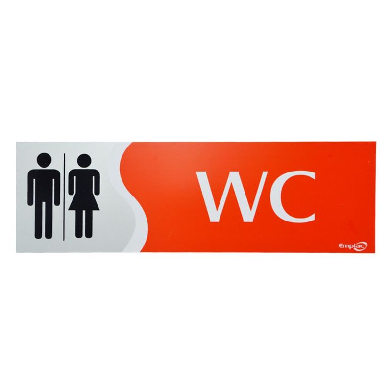 Placa WC Vermelha 30 cm Emplac (1 unidade)