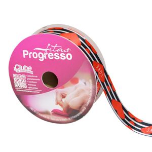 Fita de Cetim ECF 005TR 22mm Cor 084 Love Listrada Progresso (10 metros)