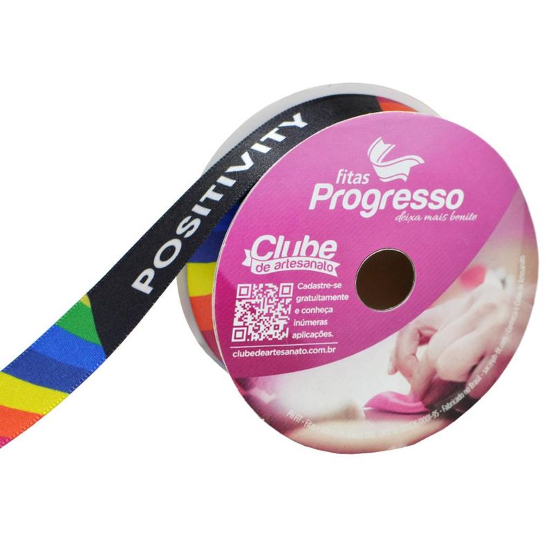 Fita de Cetim ECF 005TR 22mm Cor 070 Positivity Progresso (10 metros)