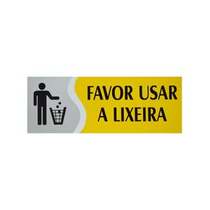 Placa Favor Usar A Lixeira Amarela 20x7cm Emplac (01 unidade)