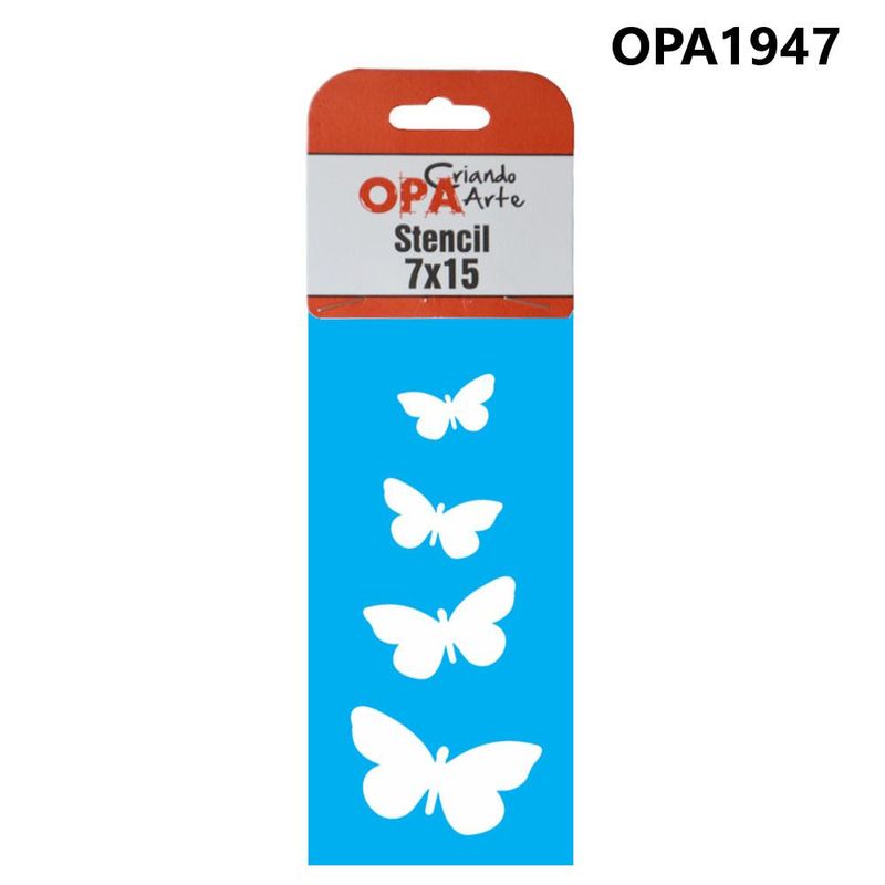 Stencil Simples de Acetato para Pintura 7x15cm Ref. OPA 1947 Borboleta OPA (01 unidade)