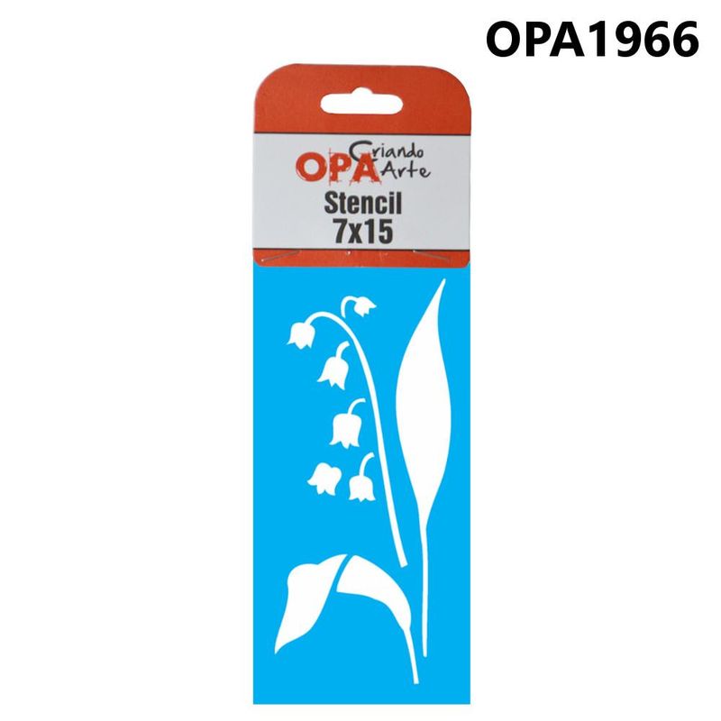 Stencil Simples de Acetato para Pintura 7x15cm Ref. OPA 1966 Flores Lírio do Vale OPA (01 unidade)