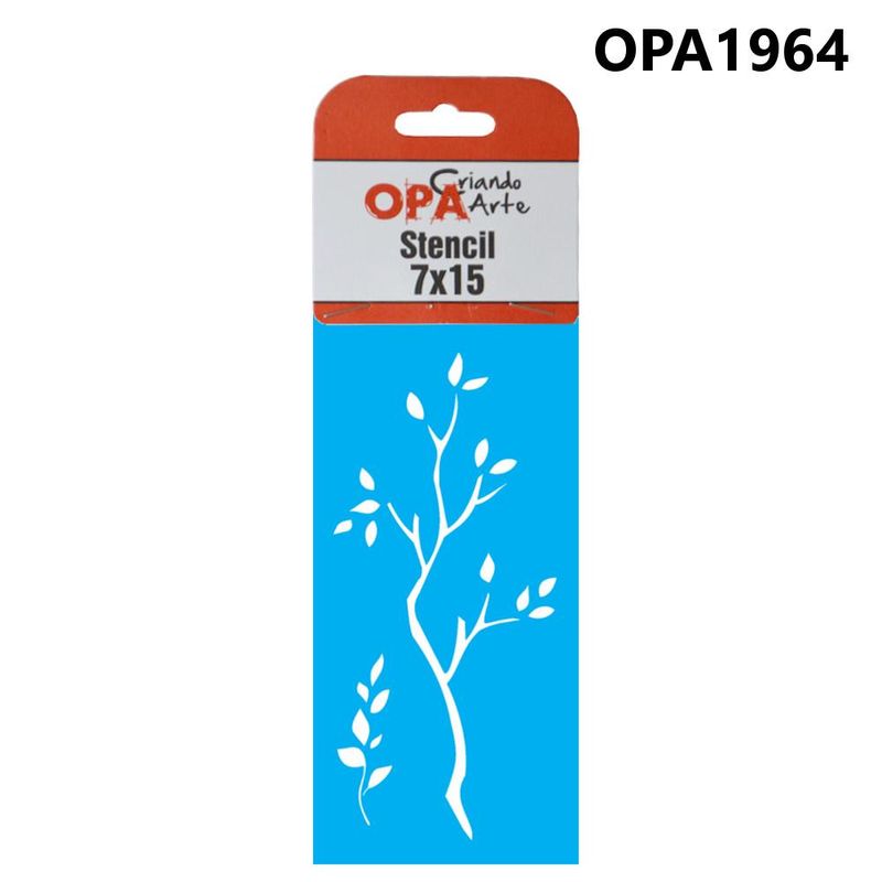 Stencil Simples de Acetato para Pintura 7x15cm Ref. OPA 1964 Galho OPA (01 unidade)