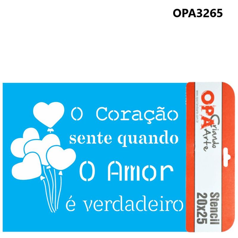 Stencil Simples de Acetato para Pintura 20x25cm Ref. OPA 3265 Frase O Amor OPA (01 unidade)