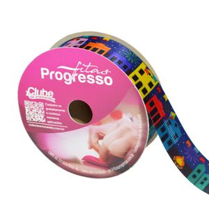 Fita de Cetim ECF 005TR 22mm Cor 123 Junina Progresso (10 metros)