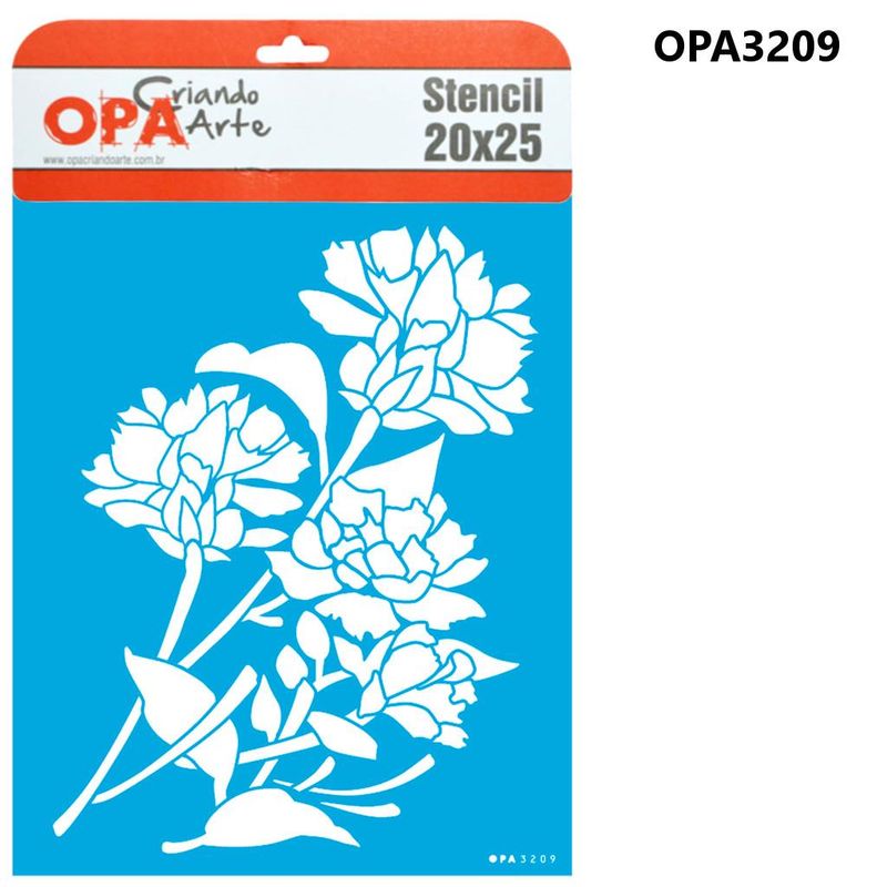 Stencil Simples de Acetato para Pintura 20x25cm Ref. OPA 3209 Flor Cravos OPA (01 unidade)