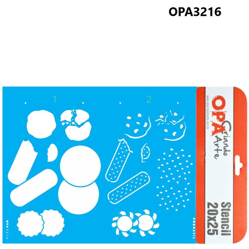 Stencil Simples de Acetato para Pintura 20x25cm Ref. OPA 3216 Biscoitos OPA (01 unidade)