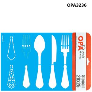 Stencil Simples de Acetato para Pintura 20x25cm Ref. OPA 3236 Talheres Decorados OPA (01 unidade)