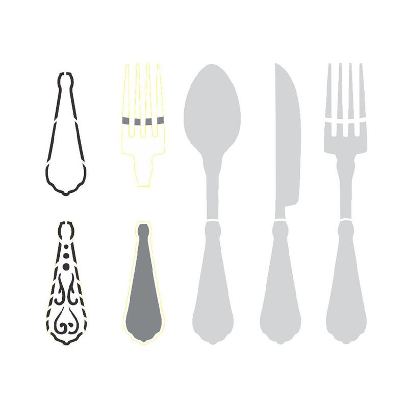 Stencil Simples de Acetato para Pintura 20x25cm Ref. OPA 3236 Talheres Decorados OPA (01 unidade)