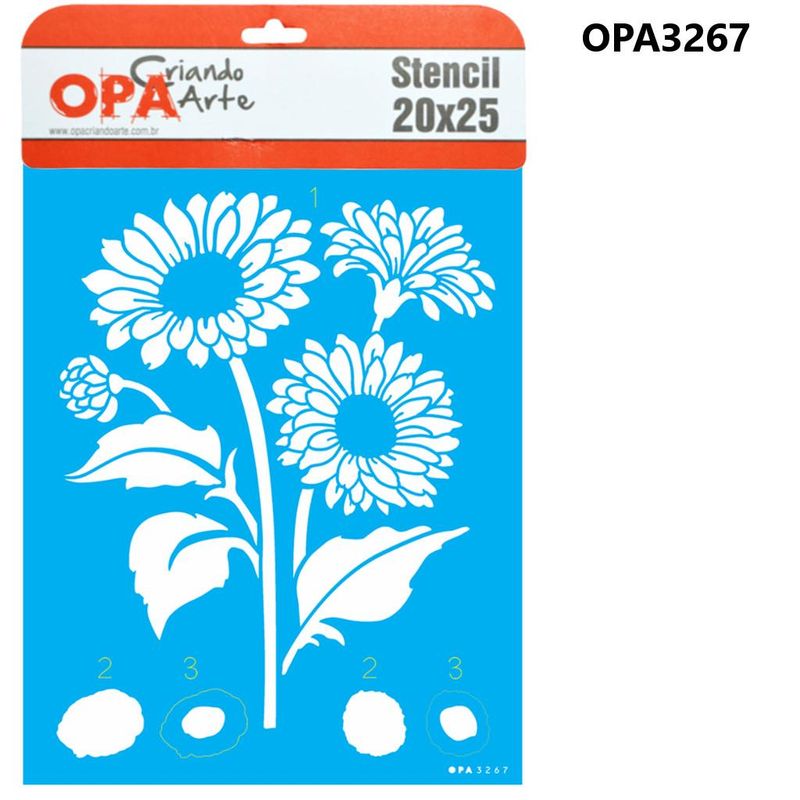 Stencil-Simples-de-Acetato-para-Pintura-20x25cm-Ref.-OPA-3267-Flor-Gerbera-OPA--01-unidade-
