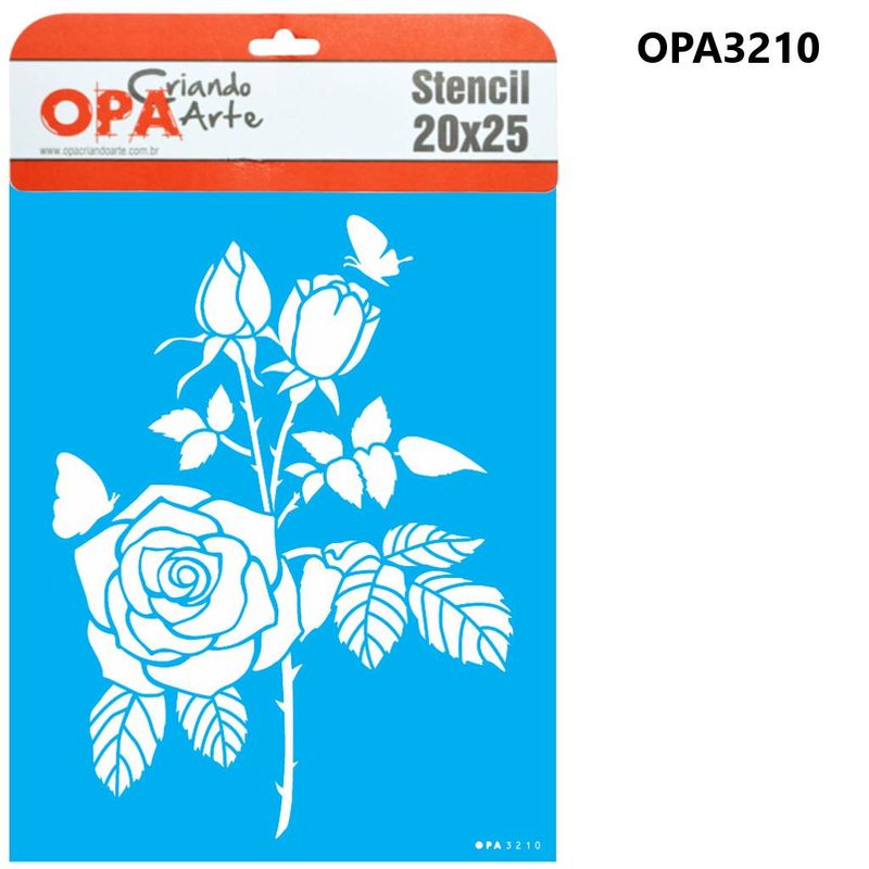 Stencil-Simples-de-Acetato-para-Pintura-20x25cm-Ref.-OPA-3210-Rosas-e-Borboleta-OPA--01-unidade-