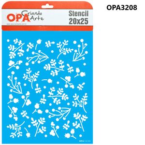 Stencil Simples de Acetato para Pintura 20x25cm Ref. OPA 3208 Ramos Escandinavos II OPA (01 unidade)