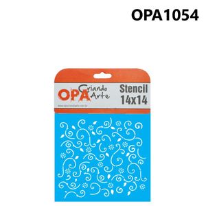 Stencil Simples de Acetato para Pintura 14x14cm Ref. OPA 1054 Estamparia Flor Folha OPA (01 unidade)