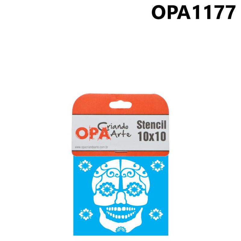 Stencil-Simples-de-Acetato-para-Pintura-10x10cm-Ref.-OPA-1177-Caveira-Mexicana-OPA--01-unidade-