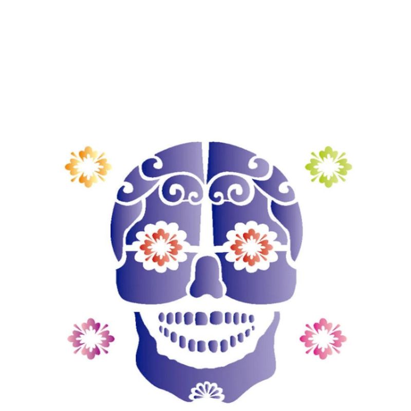 Stencil-Simples-de-Acetato-para-Pintura-10x10cm-Ref.-OPA-1177-Caveira-Mexicana-OPA--01-unidade-
