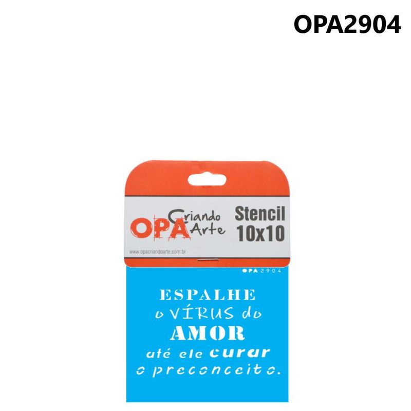 Stencil Simples de Acetato para Pintura 10x10cm Ref. OPA 2904 Frase Espalhe o Vírus do Amor OPA (01 unidade)