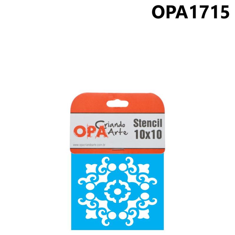 Stencil Simples de Acetato para Pintura 10x10cm Ref. OPA 1715 Mandala Arabesco OPA (01 unidade)