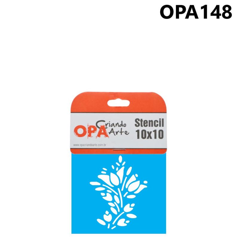 Stencil Simples de Acetato para Pintura 10x10cm Ref. OPA 148 Flores Lírios OPA (01 unidade)
