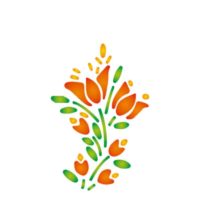 Stencil Simples de Acetato para Pintura 10x10cm Ref. OPA 148 Flores Lírios OPA (01 unidade)