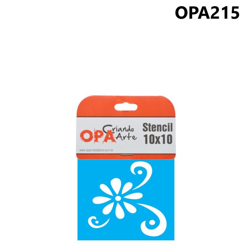 Stencil Simples de Acetato para Pintura 10x10cm Ref. OPA 215 Flor Estilizada II OPA (01 unidade)