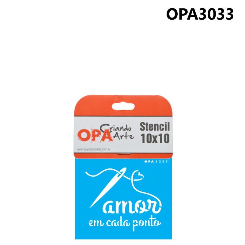Stencil Simples de Acetato para Pintura 10x10cm Ref. OPA 3033 Frase Amor em cada ponto OPA (01 unidade)