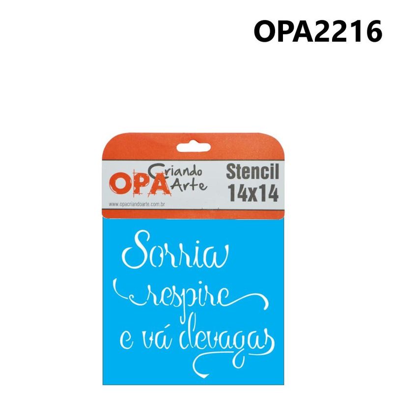 Stencil-Simples-de-Acetato-para-Pintura-14x14cm-Ref.-OPA-2216-Frase-Sorria-OPA--01-unidade-