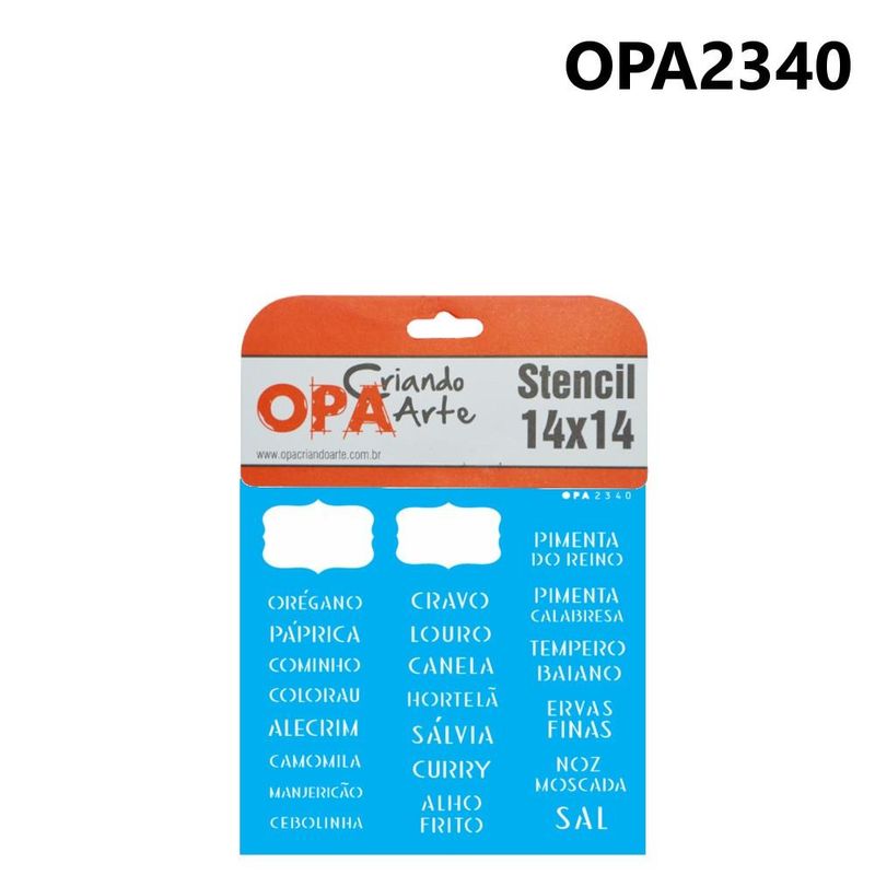 Stencil Simples de Acetato para Pintura 14x14cm Ref. OPA 2340 Tag Temperos OPA (01 unidade)