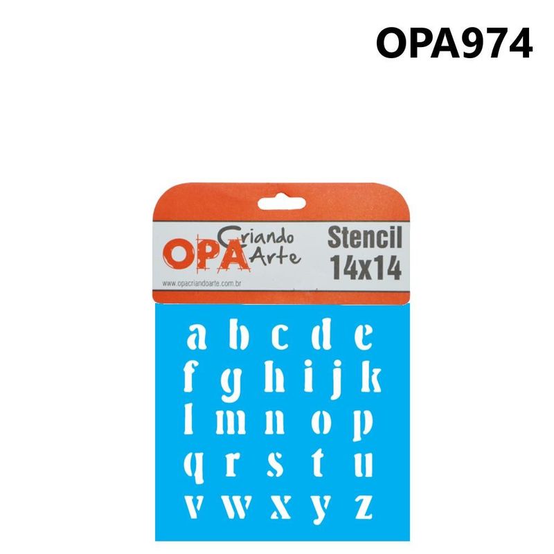 Stencil Simples de Acetato para Pintura 14x14cm Ref. OPA 974 Alfabeto II OPA (01 unidade)