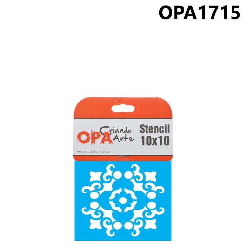 Stencil Simples de Acetato para Pintura 10x10cm Ref. OPA 1310 Mandala Flor OPA (01 unidade)