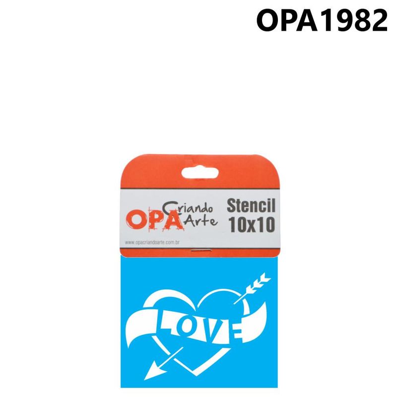 Stencil Simples de Acetato para Pintura 10x10cm Ref. OPA 1982 Love II OPA (01 unidade)