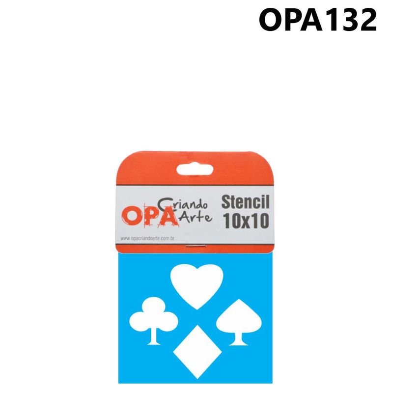 Stencil Simples de Acetato para Pintura 10x10cm Ref. OPA 132 Naipes OPA (01 unidade)