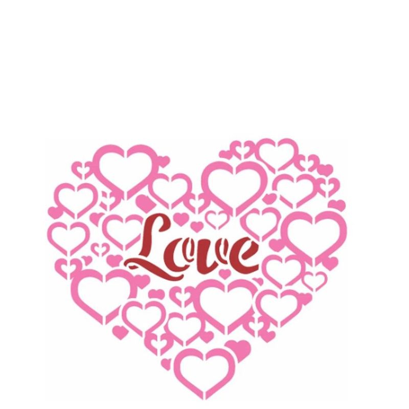 Stencil Simples de Acetato para Pintura 14x14cm Ref. OPA 3084 Coração love OPA (01 unidade)