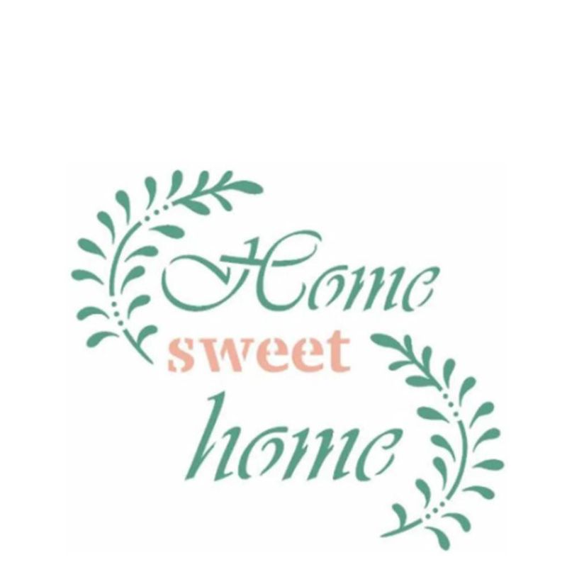 Stencil Simples de Acetato para Pintura 10x10cm Ref. OPA 2989 Frase Home Sweet Home OPA (01 unidade)
