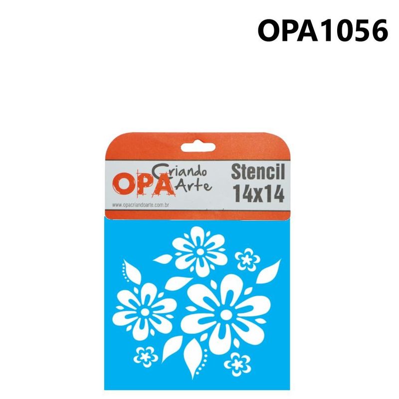 Stencil Simples de Acetato para Pintura 14x14cm Ref. OPA 1056 Flores e Folhas OPA (01 unidade)
