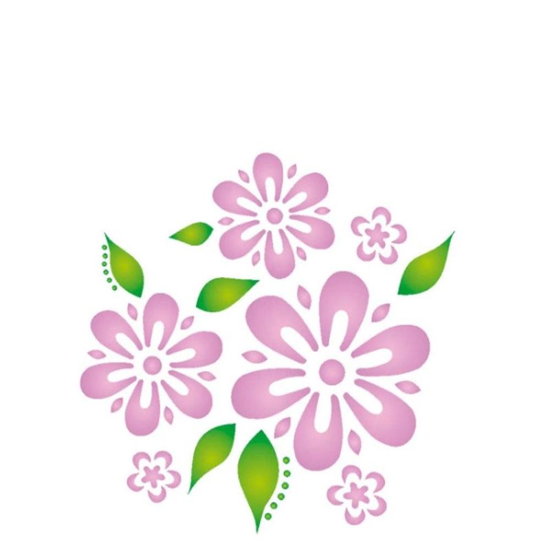 Stencil Simples de Acetato para Pintura 14x14cm Ref. OPA 1056 Flores e Folhas OPA (01 unidade)