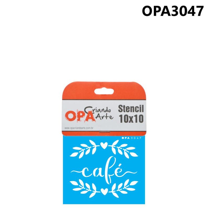 Stencil Simples de Acetato para Pintura 10x10cm Ref. OPA 3047 Palavras Café OPA (01 unidade)