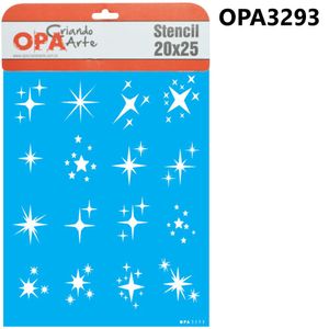 Stencil Simples de Acetato para Pintura 20x25cm Ref. OPA 3293 Estrelas Natalinas OPA (01 unidade)