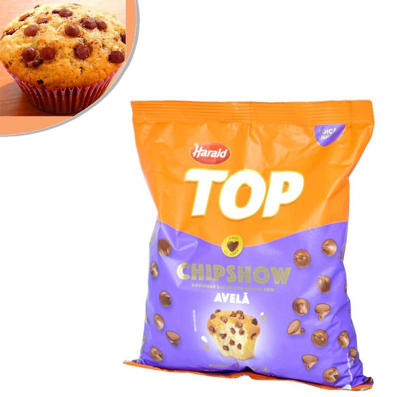 Cobertura Gotinhas Sabor Chocolate com Avelã Chipshow Top Harald (1.010kg)
