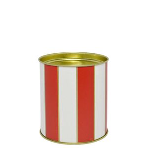 Lata de Papel Cartão para Bombons Composê Listras Vermelhas 460gr 11.5x9.65cm Cromus (01 unidade)