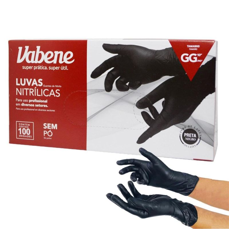 Luvas-de-Seguranca-Nitrilicas-Sem-Po-Tamanho-GG-Cor-Preta-Ref.-3074-Vabene--100-unidades-