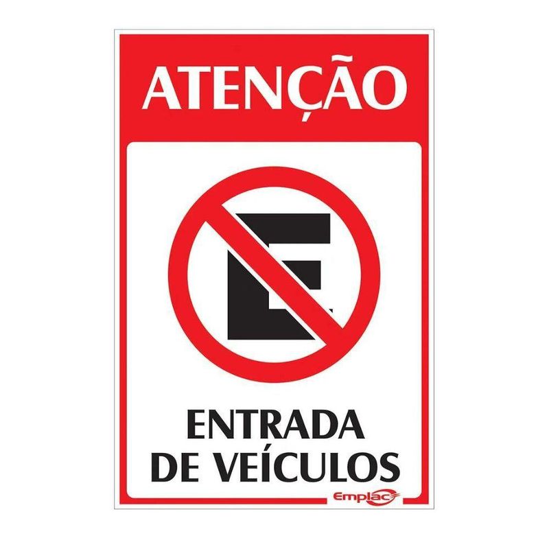 Placa-Atencao-Entrada-De-Veiculos-30x20cm-Emplac--1-unidade-
