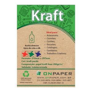 Folha de Papel Kraft Pardo 200g/m² OnPaper (A4 21cm x 29.7cm) (30 unidades)